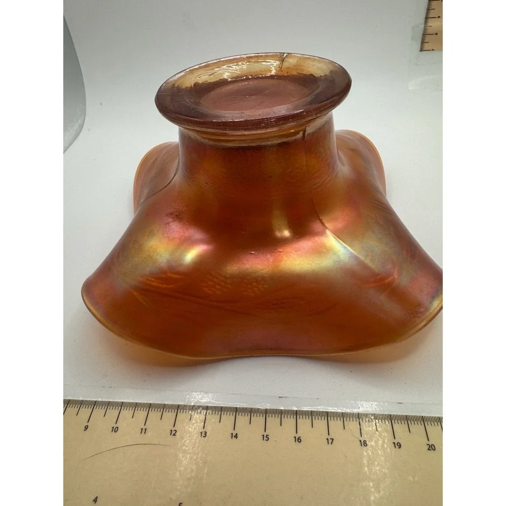 Vintage Orange Carnival Glass Hat Vase - BlackBerry Spray Pattern - Fenton
